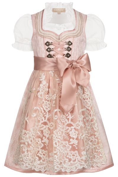 Kinderdirndl Set Junia rose rosa Trachtenset 3-tlg. Krüger