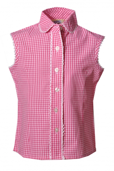 Kinder Trachtenbluse Gerzen pink Karo Isar Trachten