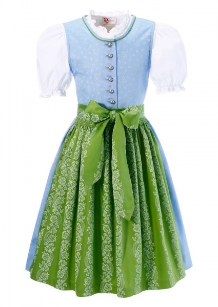 Kinderdirndl Jugenddirndl Anna hellblau grün Set 3-tlg. Turi Landhaus