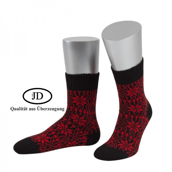 Norwegersocken Socken in schwarz und rot von JD