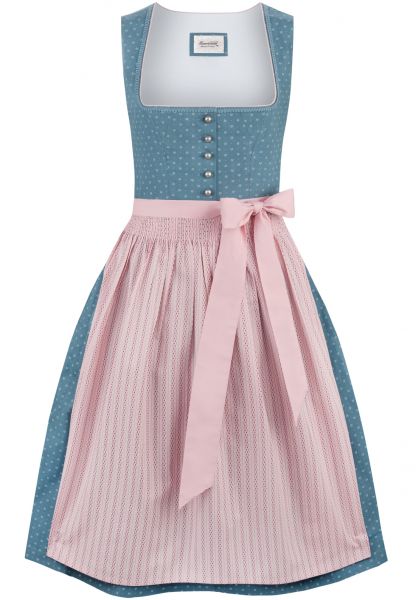 B-Ware / 2. Wahl - Dirndl midi 70 cm Madeline rauchblau blau rosa Stockerpoint