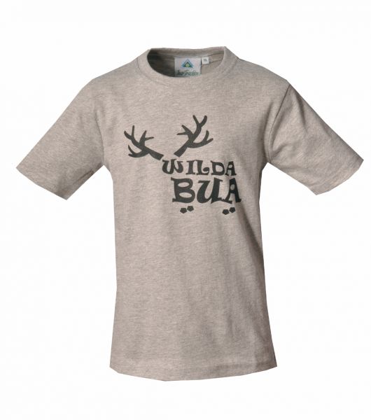 Kinder Trachten T-Shirt Kälberau grau Isar Trachten Trachtenshirt