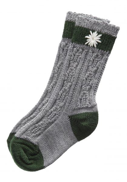 Kinder-Trachtensocken grau grün Lusana