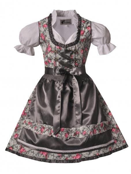 Kinderdirndl Jugenddirndl Jetzendorf grau Set 3-tlg. Bayer Madl