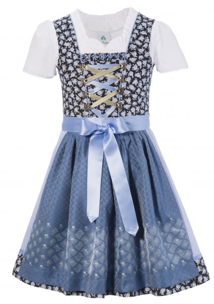 B-Ware / 2. Wahl - Kinderdirndl Willmannsberg OHNE Bluse blau Trachtenset 2-tlg. Isar-Trachten