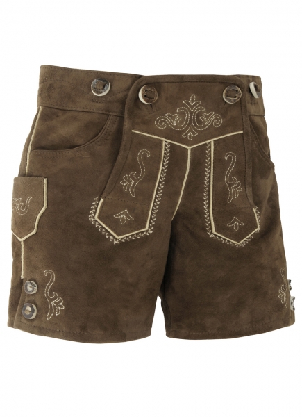 Kinder Lederhose kurz Ritt braun Ziegenvelourleder Spieth & Wensky