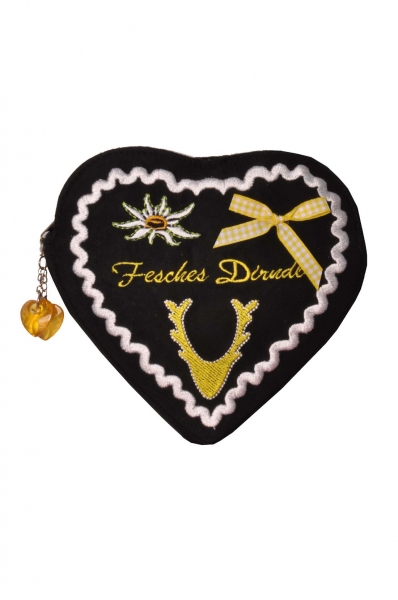 Dirndltasche fesches Dirndl schwarz/gelb Herz