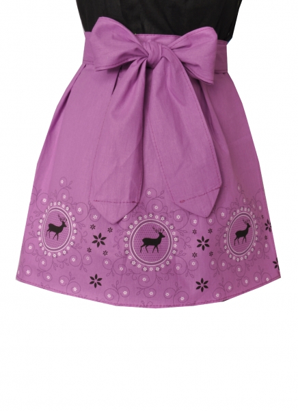 Dirndlschürze für Mädchen in lila mit Hirschmotiv