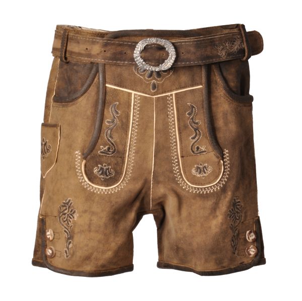 Kinder Lederhose Estenfeld kurz eiche braun mit Gürtel Isar Trachten