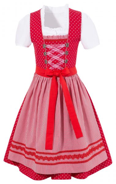 B-Ware / 2. Wahl - Kinderdirndl Jugenddirndl rot Karooptik 3 tlg. Andreas Gabalier Kollektion