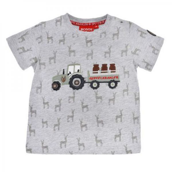 Kinder T-Shirt "Traktor" grau meliert Kurzarm Bondi