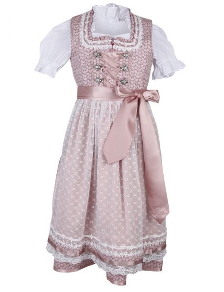 Kinderdirndl Set Juliana rose rosa Trachtenset 3-tlg. Krüger