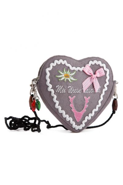 MEI WIESN'DASCHERL TRACHTEN-DIRNDL-TASCHE HERZ GRAU