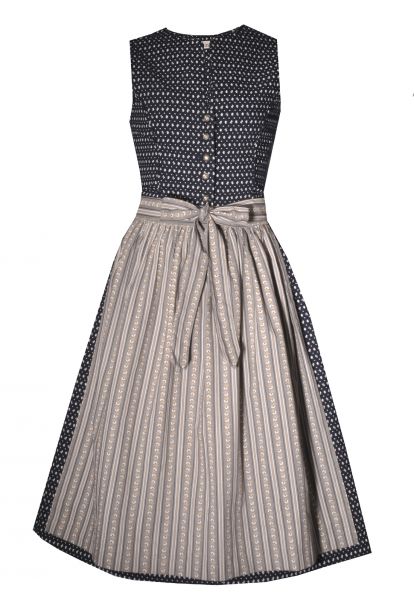 Kinderdirndl Jugenddirndl Kreuzhub Kid dkl. blau grau Almsach