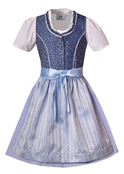 Kinderdirndl Jugenddirndl Haslreit blau marine Trachtenset 3tlg. Isar-Trachten