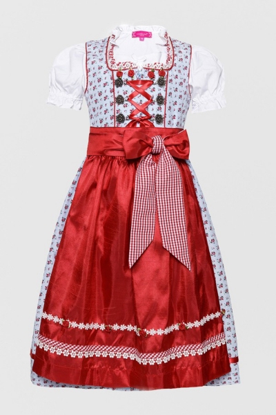 Kinderdirndl Wechingen blau/rot Trachtenset 3-tlg. Krüger MADL