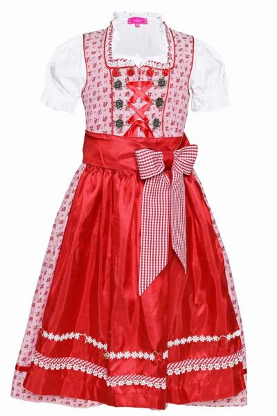 Kinderdirndl Sabine rot Trachtenset 3-tlg. Krüger