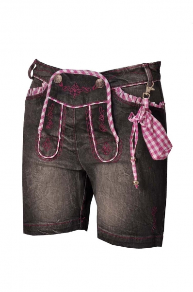 Kinder Jeans kurz Annalena anthrazit/beere Lekra