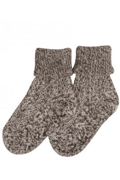 KINDERSOCKE TRACHTENSOCKE M. UMSCHLAG BEIGE/BRAUN MELIERT