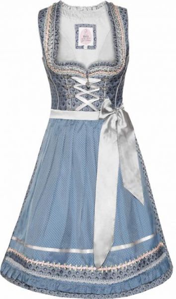 Dirndl midi 58 cm Mirena blau silber Marjo
