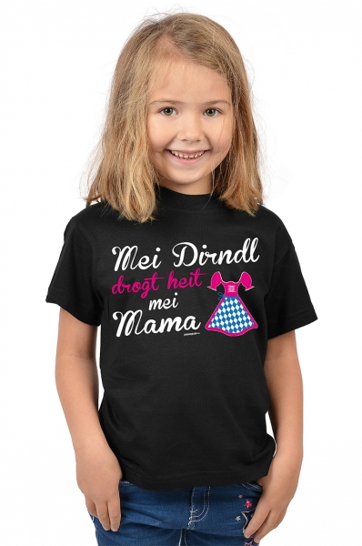 Kinder Trachten T-shirt Mei Dirndl drogt heit mei Mama schwarz