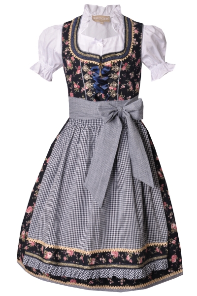 Geblümtes Kinder- und Teeniedirndl blau Set 3-tlg. Krüger