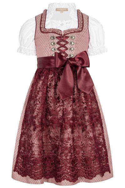 Kinderdirndl Set Marica beere rosa rot Trachtenset 3-tlg. Krüger