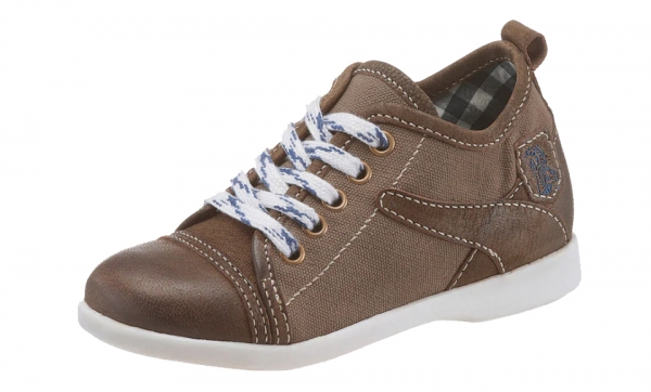 B-Ware /2. Wahl Kinder Trachten-Sneaker Joy braun Canvas/Nubuk gespeckt Spieth & Wensky