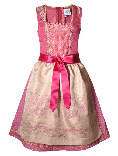 Kinderdirndl Jugenddirndl Hinterherberg pink beige gold Isar-Trachten