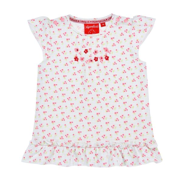 Kinder T-Shirt Tunika Alpenglück Blumen hellblau Bondi