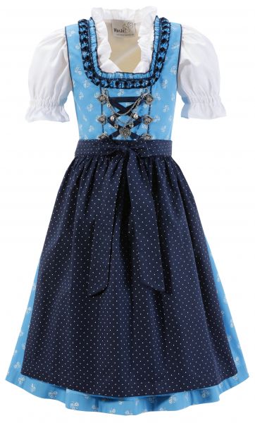 Kinderdirndl Jugenddirndl Offling blau dunkelblau Trachtenset 3 tlg. Marjo