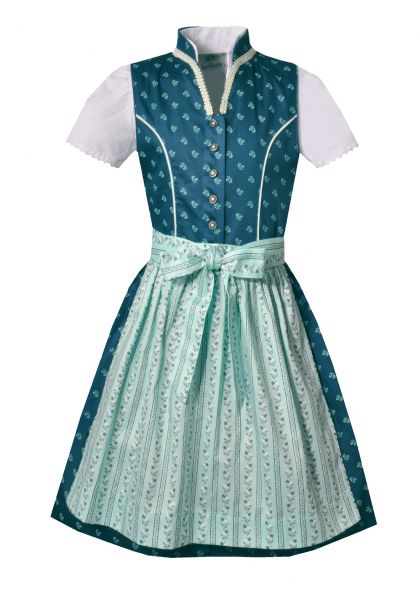 Kinderdirndl Jugenddirndl Hörstein blau petrol mintgrün Trachtenset 3tlg. Isar-Trachten