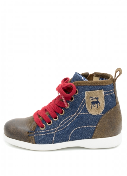 B-Ware /2. Wahl Kinder Sneaker Iltis blau braun Canvas/Nubuk gespeckt denim/rustik Spieth & Wensky