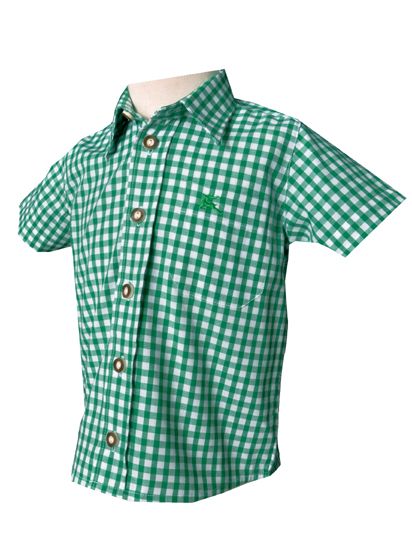 Kinder Trachtenhemd Ronny grün kurzarm OS-Trachten
