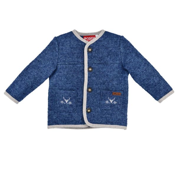 Kinder Trachten-Walkjacke Gipfelheld blau melange Bondi