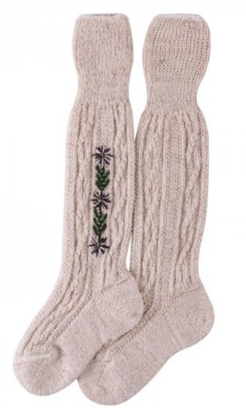 Kinder Kniebundstrumpf Edelweissranke beige meliert Lusana