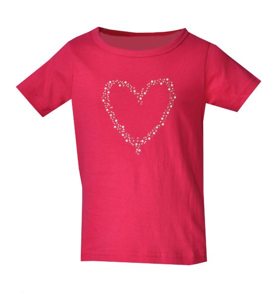 Kinder Trachten T-Shirt Hopfgarten pink Herz Glitzersteinchen Kurzarm Isar-Trachten Trachtenshirt