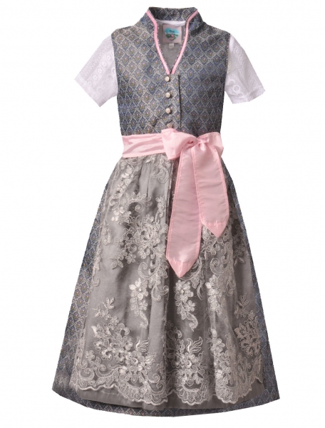 Kinderdirndl Jugenddirndl Florentina blau marine/silber Set 3-tlg. Turi Landhaus