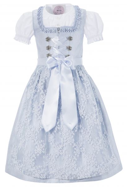 B-Ware / 2. Wahl - Kinderdirndl Eloisa hellblau blau Trachtenset 3 tlg. Marjo