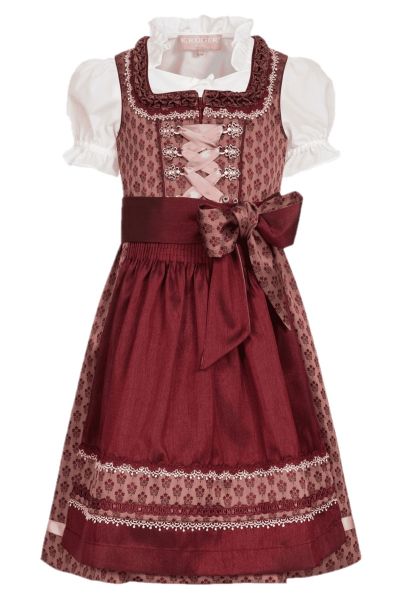 Kinderdirndl Set Alica bordeaux rot Trachtenset 3-tlg. Krüger
