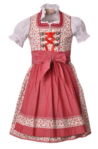 Kinderdirndl Set Stierberg creme rot Kirschen Trachtenset 3-tlg. Krüger Kids