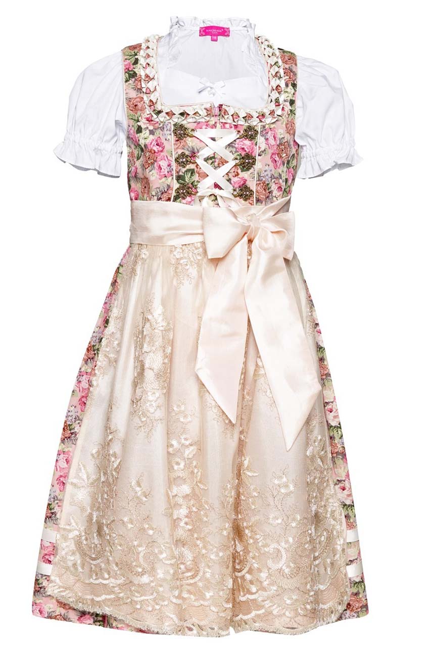 Dirndl Mädchen Rosa Mit Schürze - Trachtenkleid Für Oktoberfest Größen 105-160cm