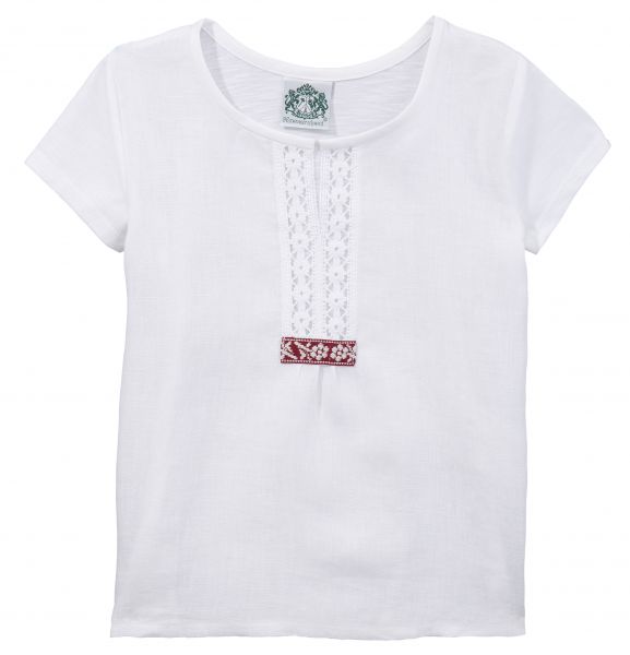 Kinder Trachtenshirt Aufham weiß Leinen Hammerschmid
