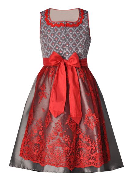Kinderdirndl Engerndorf grau rot Hannah Collection
