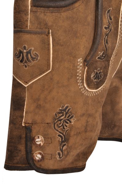 Pantalon Court En Cuir Brodé Pour Garçon - Traditionnel Bavarois | Bretelles Réglables, Taille Ajustable