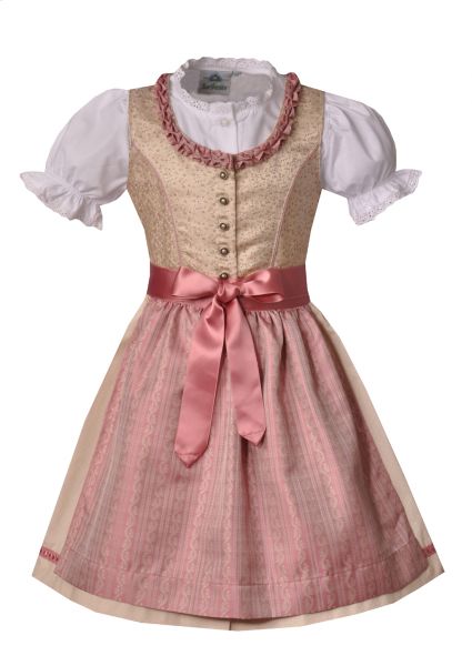 Kinderdirndl Jugenddirndl Halfurt ecru beige rosa Trachtenset 3tlg. Isar-Trachten