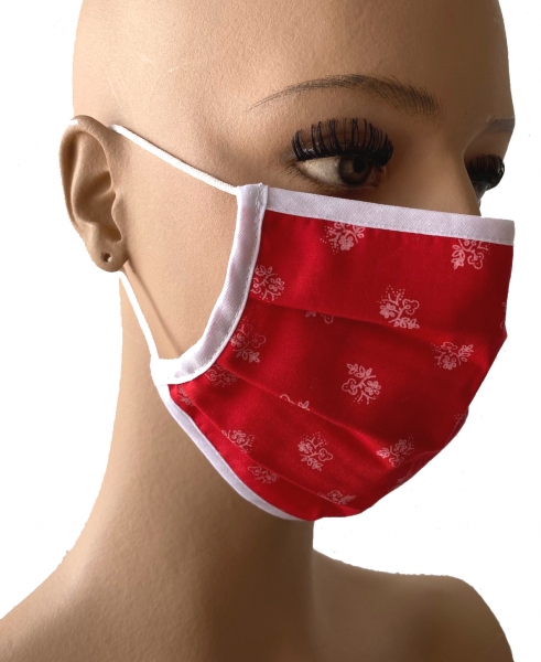 DIRNDL Stoffmaske Mund- und Nasenbehelfsmaske rot Trachtendesign
