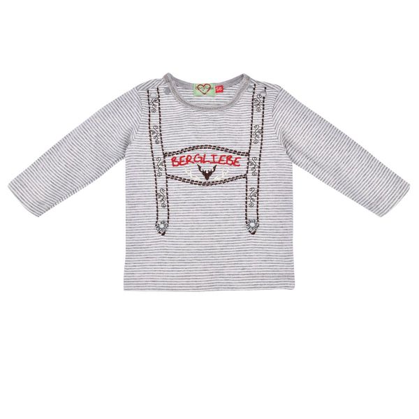 Kinder Shirt grau geringelt "Bergliebe" Langarm Bondi
