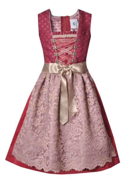 Kinderdirndl Jugenddirndl Burkering rot bordeaux altrosa beige Isar-Trachten