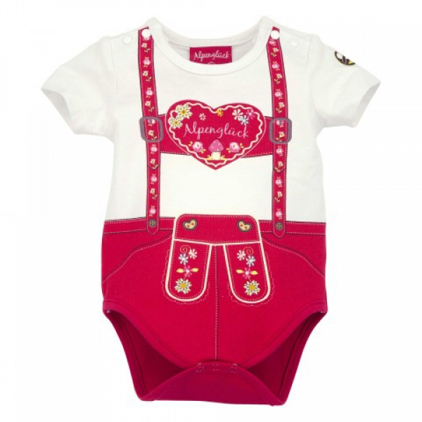 Baby Trachtenbody Alpenglück weiß rot Bondi